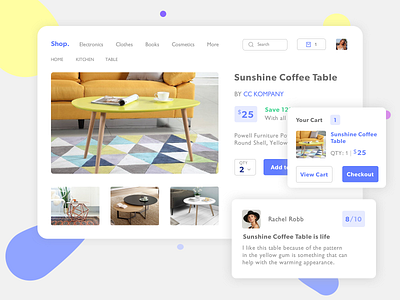 Online Store app design furniture app table ui uiux web webapp webapps yellow