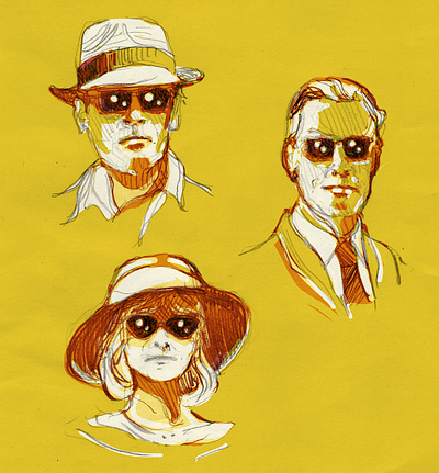 The Two Faces of January digital color editorial illustration film hand drawn illustration movies pencil