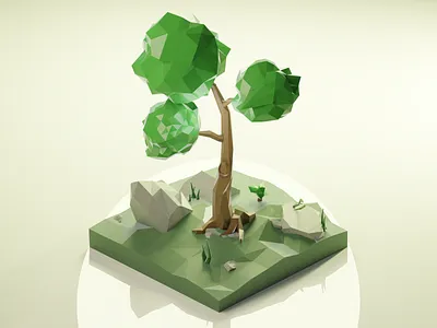 Just A Tree 3d 3dart 3denvironment 3dillustration 3dmodel 3dmodeling b3d blender3d diorama illustration isometric low poly lowpoly lowpolyart render renders tree