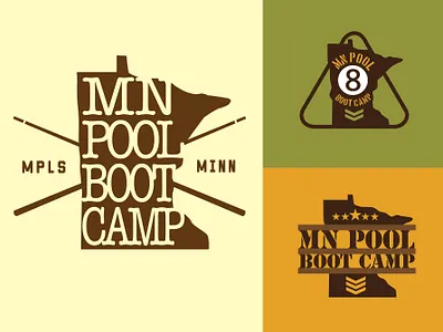 MN Pool Boot Camp 2 billiards branding cue cueball design eightball illustration logo pool typography