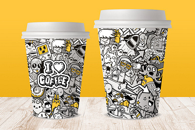 Doodle illustration for coffee cups cartoon character coffee coffee cup coffeeshop doodle doodleart doodles illustration illustrations monster monsters procreate procreate art