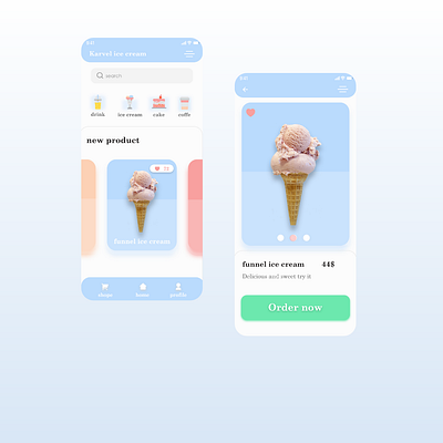 ice cream app design minimal ui ux web website