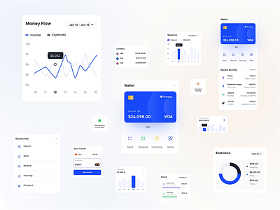 UI Components Light / Dark mode animation app bank banking bar card cards component exchange graphic interaction ios list mobile progress score tip tips zoom in zoom out