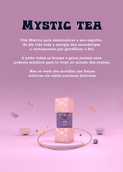 Mystic tea 3d 3d art design lowpoly mystic purple sun team