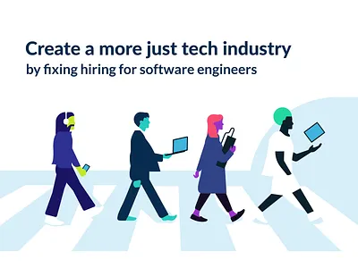 Triplebyte Mission 2d abbey road album branding design graphic design hiring human illustration mission parody recruiting software engineer the beatles user vector