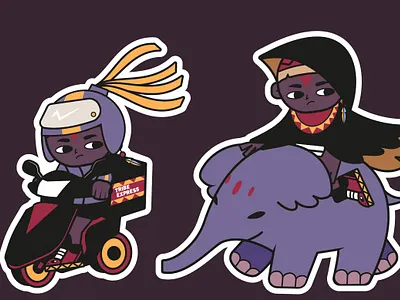 TRIBE GIRL04 2d adobe adobe illustrator animation art childrens illustration cool creative cute design digital art elephant girl illustration motorcycle painting sketch tribe vector