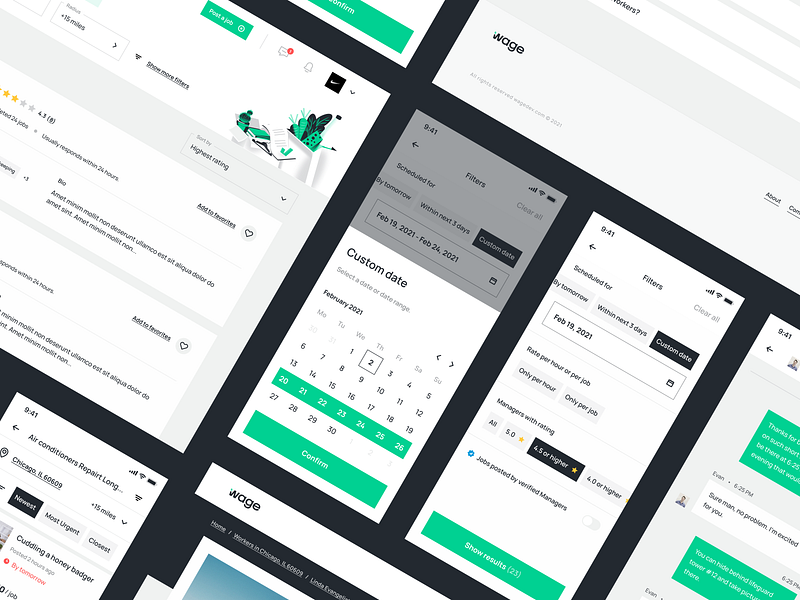 Wage - an Uber-like solution for small gigs in your local area animation app app design application branding design design system featured illustration interface iteo jobs lifestyle logo mobile app mobile application redesign task ui wage