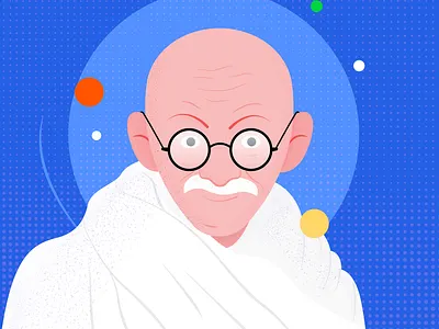 Gandhi Illustration Portrait artwork character characterdesign color concept design flat gandhi illustration texture vector