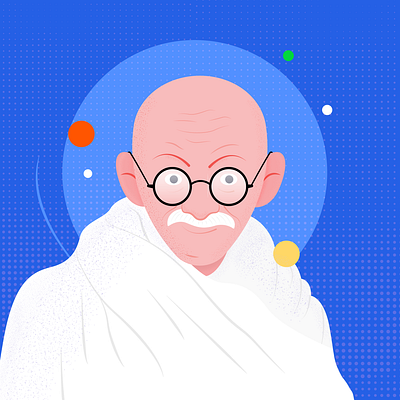 Gandhi Illustration Portrait artwork character characterdesign color concept design flat gandhi illustration texture vector