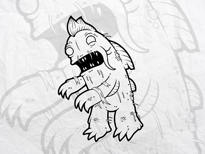 Lovecraftober #1 - FISH [Dagon] black white blackandwhite dagon design hplovecraft illustration inktober inktober2020 line art lineart lovecraft