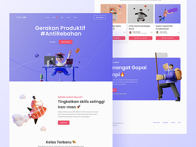 SKILLUP | Landing Page Design blue branding colorfull design flat illustration simple ui web webdesign