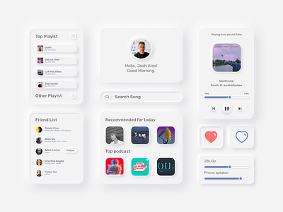 Neumorphism UI Kit app appdesign dailyui design designui figma figmadesign interface minimal modern neumorphic design neumorphism neumorphism ui ui uidesign uikit uiux uiuxsupply ux