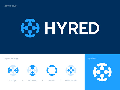HYRED - Logo Design agency branding circle clean company connection design employee health sector hiring icon identity job finder job search logo network people simple strategy ui