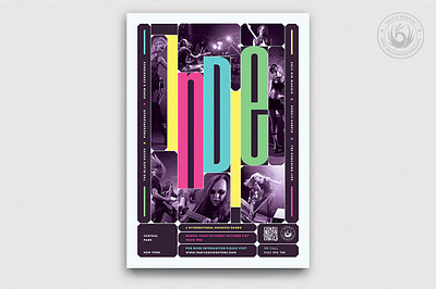 Indie Fest Flyer Template V10 alternative band classy concert design elegant festival flyer gig guitar inie jazz layout live music musician performer poster rock template