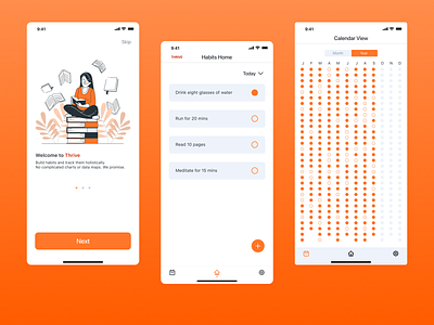 Thrive - Habit Tracking app app design figma habit habit tracker habit tracking habits thrive ui