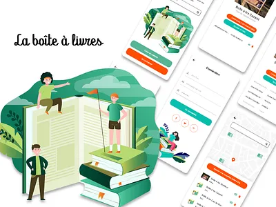 La boite à livres app application architecture information design ecologie illustration livres ui uidesign ux uxdesign xd
