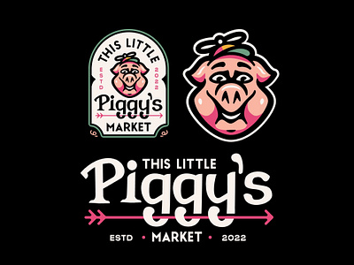 This little piggy… antiques branding design illustration lettering logo market pig typography vector