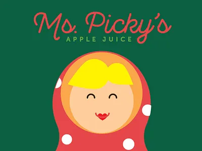 Ms. Picky's Apple Juice branding design flat graphicdesign illustration minimal vector