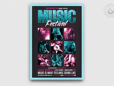 Music Festival Flyer Template V4 alternative band black blues classy concertgig design elegant festival flyer gig indie jazz live music musician poster rock teal template
