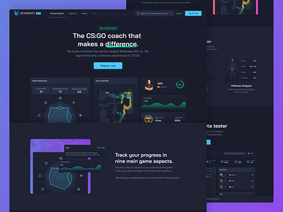 Landing - GGPredict dark design esports game landing ui ux