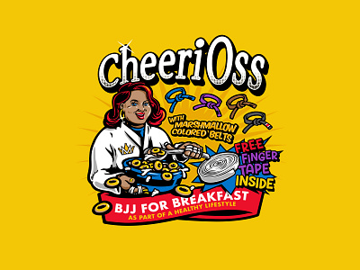 CheeriOss bjj cereal illustration jiu jitsu parody typography