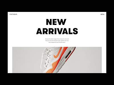 Footwear branding design header minimal typography ui ux web