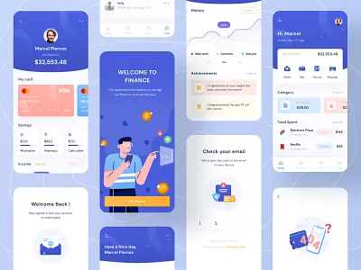 Finance mobile app rebound buy card chart dashboard desktop download finance illustration image ios kit landing login mobile onboarding payment profile simple ui website
