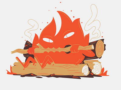 Flame Eater camp fire campfire character design creature fire fire wood firesprite firewood flame flames illustration vector