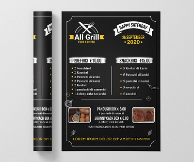 Restaurant Menu Flyer Design black black menu cafe drink menu flyer food menu menu menu bar menu design restaurant menu