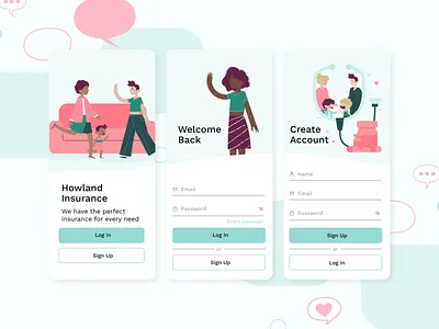 Insurance App Design with Blush Illustrations art design freebies illustration illustration design illustrations illustrations／ui illustrator system ui ux