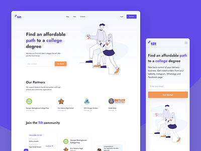 Tilt Education Platform - Website 404 b2c collage crm dashboard ui degree education illustration landing page responsive design saas scholarship school students ui university user experience user interface ux web