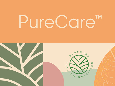 Branding for PureCare 🌱 brand identity branding emblem green health logo logo design natural nature nutrition organic plant vegan