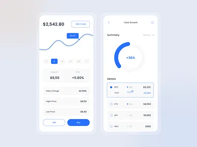 Ngetrade App app design bitcoin blue clean dashboad design figma fintech icon minimal statistics trading typography ui