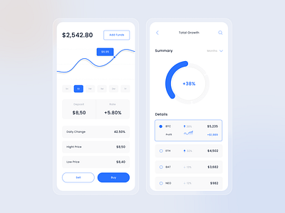 Ngetrade App app design bitcoin blue clean dashboad design figma fintech icon minimal statistics trading typography ui