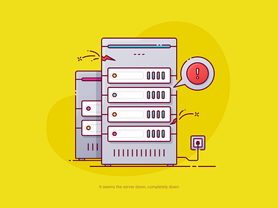 It seems the server down, completely down alert branding error illustration iot outline server technology ui vector webapp webapplication