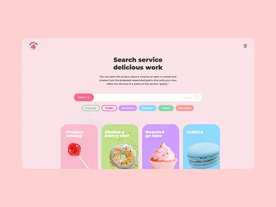 service for confectioners app cake candies chocolate confectionery design figma interface minimal pink sweets ui ux web website кондитер сайт