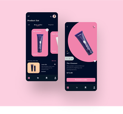 Beauty app app dailyui dark app dark mode dark ui design graphic design minimal ui uidesign uiux ux