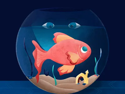 Inktober 01 - Fish 2d aquarium design eyes fish fish bowl illustration inktober inktober2020 texture vectober vector