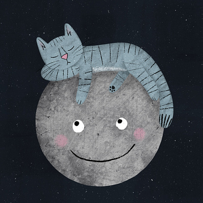 Snooze on the Moon cat childrens book illustration illustration illustrator moon procreate space stars