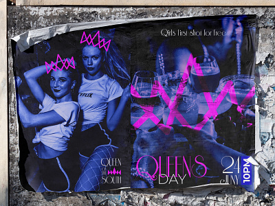Queen of the south Bar/Club agency bar branding club pink crown dj graphic design logo party poster queen