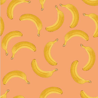 Banana on Orange Repeating Pattern banana bananas colorful colourful fabric gift wrap illustration illustrator orange pattern procreate surface pattern design wrapping paper yellow