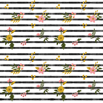 Stripes and Flowers fabric flower illustration flowers gift wrap illustration illustrator pattern spd stripes surface pattern design wrapping paper