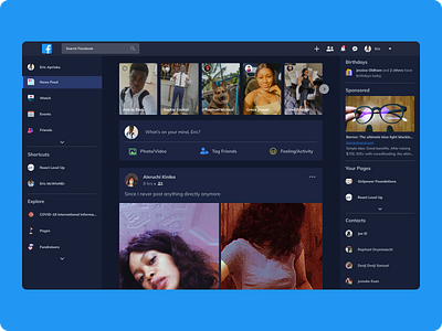 Facebook Dark Mode Concept dark mode facebook ui website concept