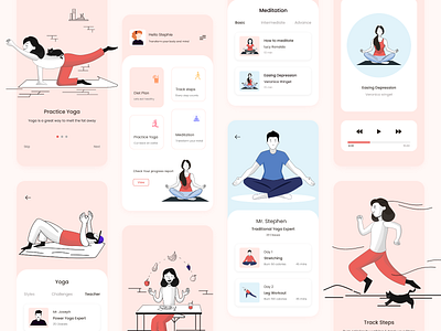 Fitness App adobe xd design design inspiration fitness health meditation mobile ui userinterface yoga