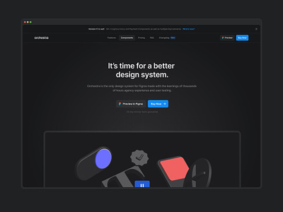 Orchestra for Figma (Site) components dark mode design system figma fintech product design template ui kit