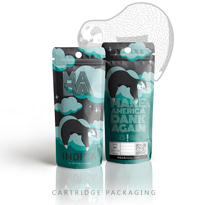 MADA INDICA cartridge packaging design 3d graphic design illustration indica logo pouch design thc