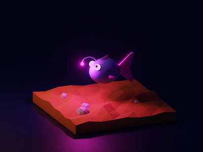 Fish Light 3d art blender cute fish illustration inktober2020 isometric