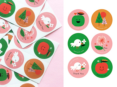 Thank You Stickers branding design digital illustration happy illustration nature playful thank you