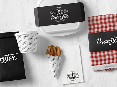 Bramster restaurant brand brand identity branding cafe logo dribble food food packaging hand lettering lettering letters logo logo design logodesign logotype package packaging restaurant typo typography vector