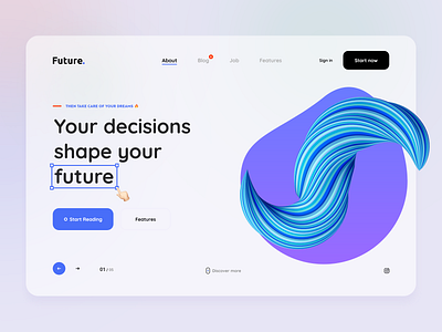 Future. - Landing Page UI 3d adobe xd branding clean creative creative agency day mode dreams futura future futurewave futuristic gura nicholson soft colors soft design ui uiux user experience user interface website